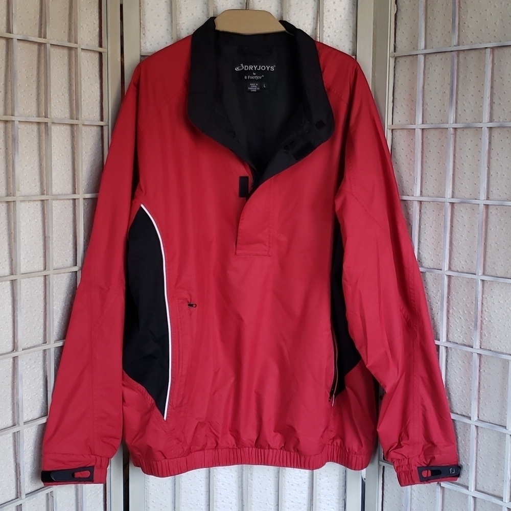 Dry Joy 1/2 zip red golf lightweight jacket 100% nylon mens size L